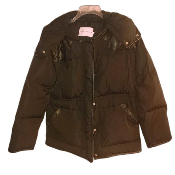 Rebecca Minkoff Mia Hooded Down Puffer Jacket Size L Winter Black Snow Fall - Picture 10 of 10